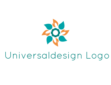 flames and water drops flower with gear in middle icon