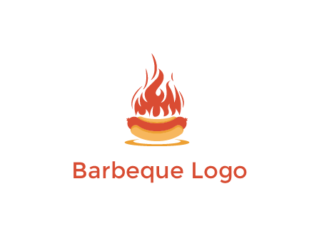 sizzling flame on hot dog Logo