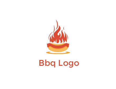 sizzling flame on hot dog Logo