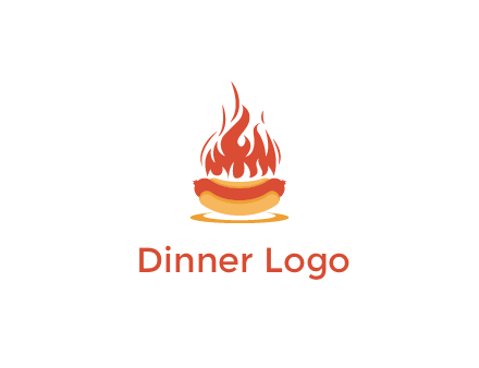 sizzling flame on hot dog Logo