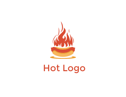 sizzling flame on hot dog Logo