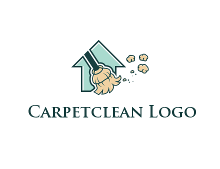 home cleaning logo with a mop sweeping dust