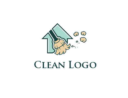 home cleaning logo with a mop sweeping dust