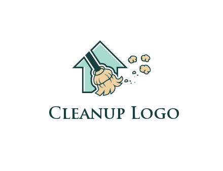 home cleaning logo with a mop sweeping dust