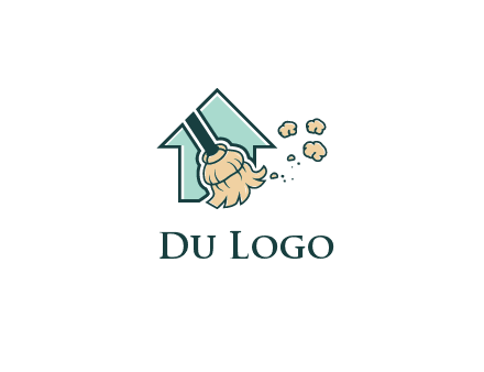 home cleaning logo with a mop sweeping dust