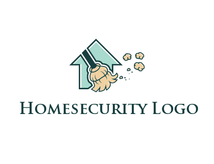 home cleaning logo with a mop sweeping dust