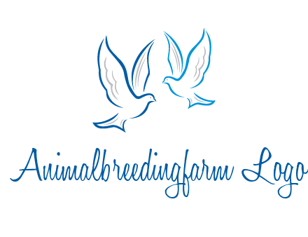 outline of doves facing each other animal logo