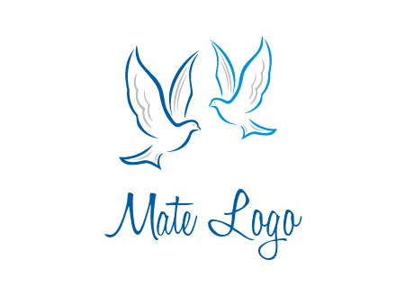 outline of doves facing each other animal logo