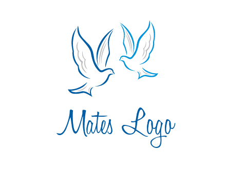 outline of doves facing each other animal logo