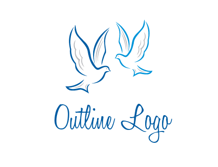 outline of doves facing each other animal logo