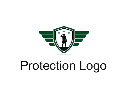 badge with a military man saluting