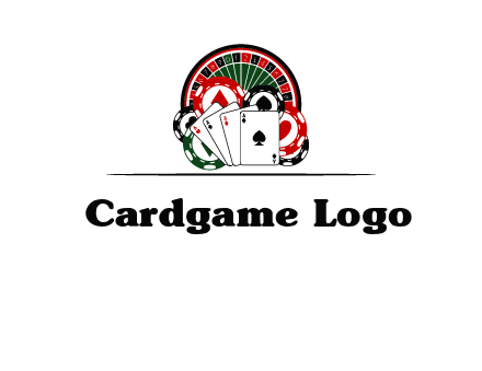 casino logo with poker chips, cards and Roulette