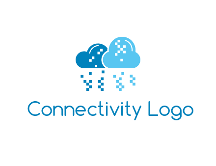 technology logo with clouds raining pixels