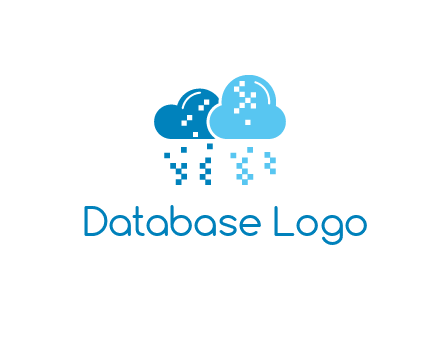 technology logo with clouds raining pixels