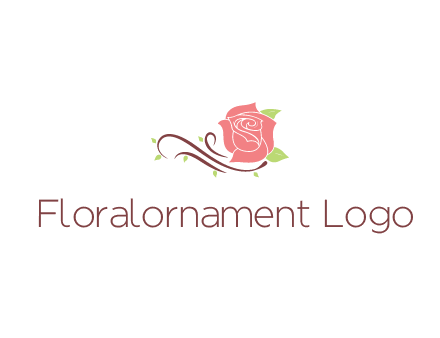 floral design logo with rose illustation