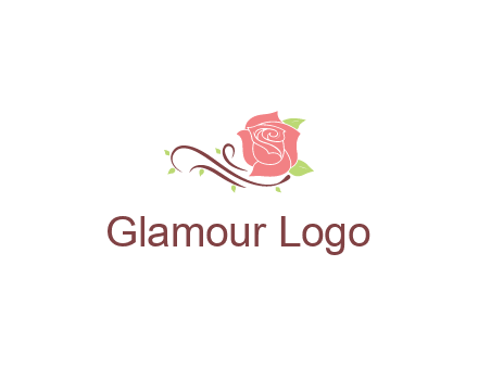 floral design logo with rose illustation