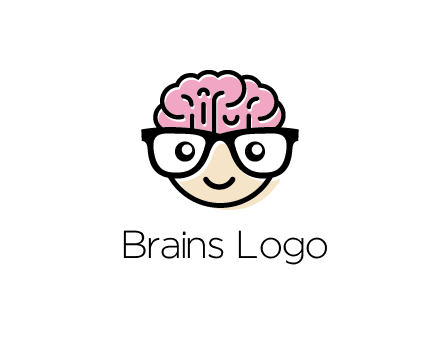 character with with a smile, glasses and brain