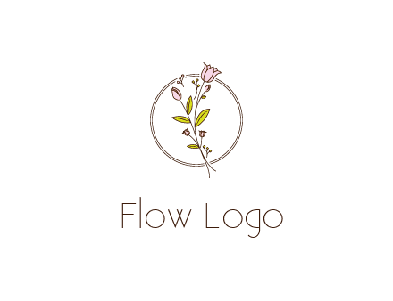 simple spa logo with flowers and buds growing on a stem