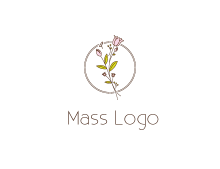 simple spa logo with flowers and buds growing on a stem