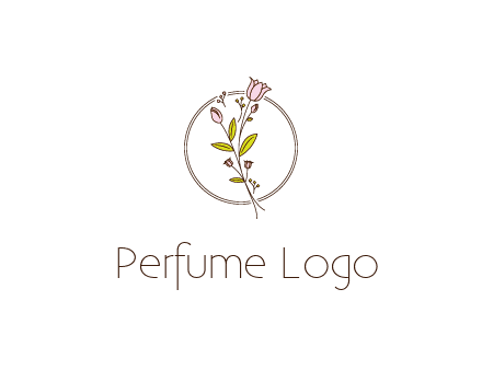 simple spa logo with flowers and buds growing on a stem