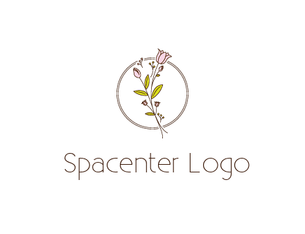 simple spa logo with flowers and buds growing on a stem