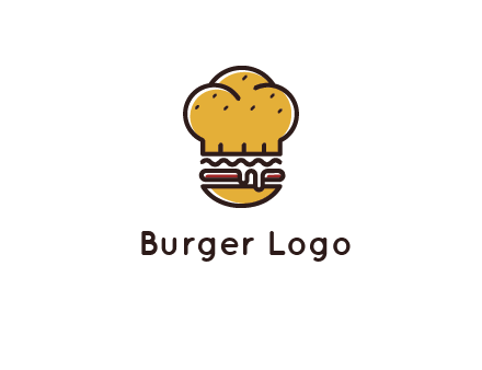 burger with a chef's hat upper bun food logo