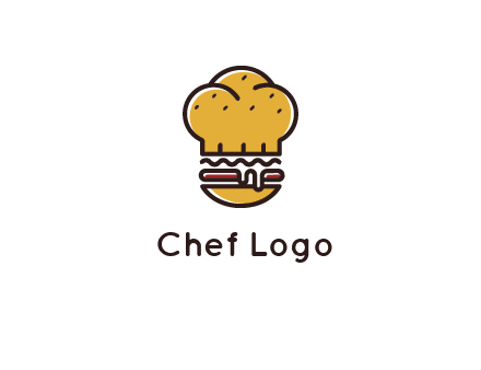 burger with a chef's hat upper bun food logo