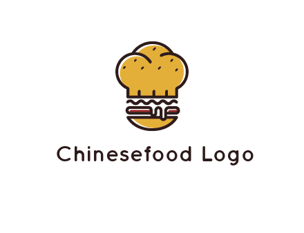 burger with a chef's hat upper bun food logo