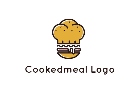 burger with a chef's hat upper bun food logo