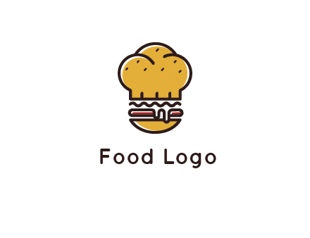 burger with a chef's hat upper bun food logo