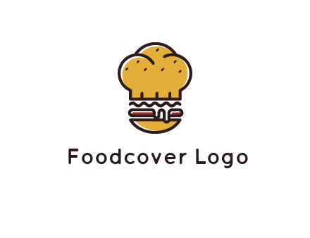 burger with a chef's hat upper bun food logo