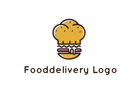 burger with a chef's hat upper bun food logo