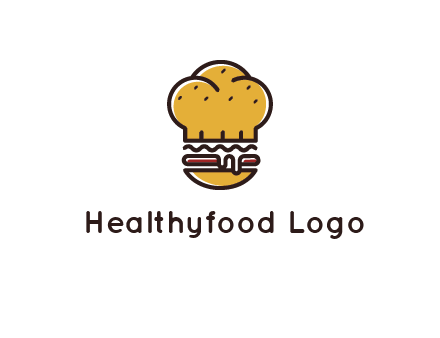 burger with a chef's hat upper bun food logo