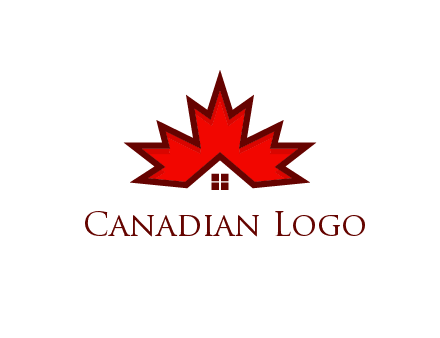 Canadian real estate logo with a house inside a maple leaf