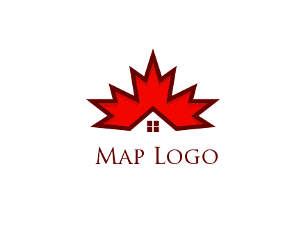 Canadian real estate logo with a house inside a maple leaf