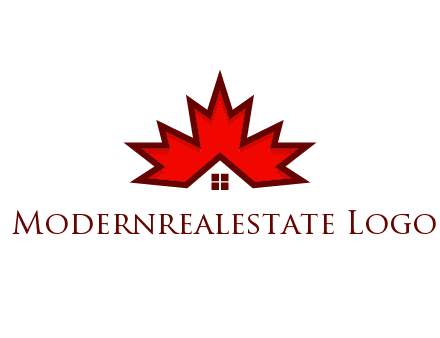 Canadian real estate logo with a house inside a maple leaf