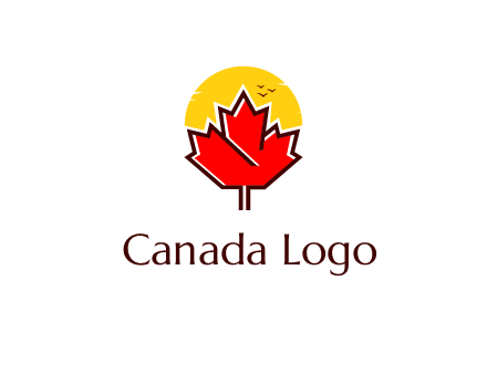 maple leaf covering the sunset logo