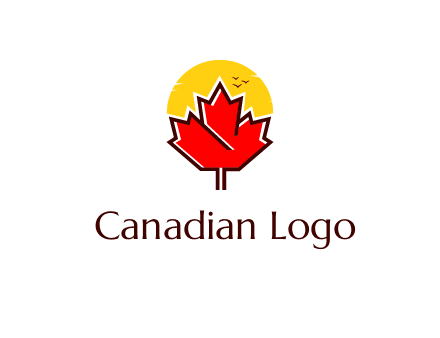 maple leaf covering the sunset logo