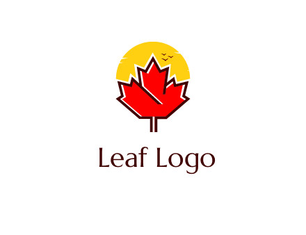 maple leaf covering the sunset logo