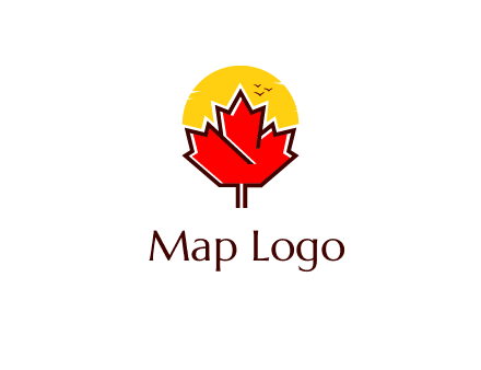 maple leaf covering the sunset logo