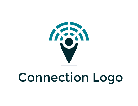 connectivity icon merged with a geotag or stick figure logo