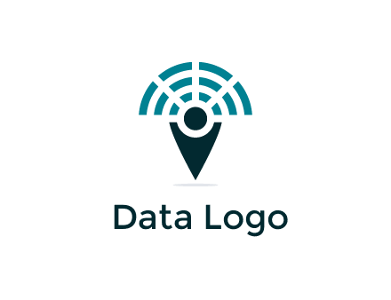 connectivity icon merged with a geotag or stick figure logo