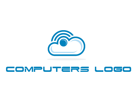 cloud with a connectivity or WiFi icon for cloud computing or storage logo