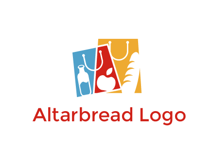 abstract shopping bags with groceries logo