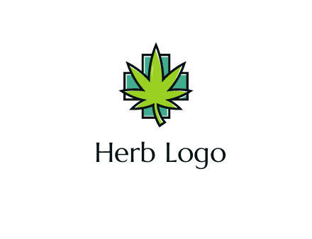 marijuana leaf over a cross o addition sign logo