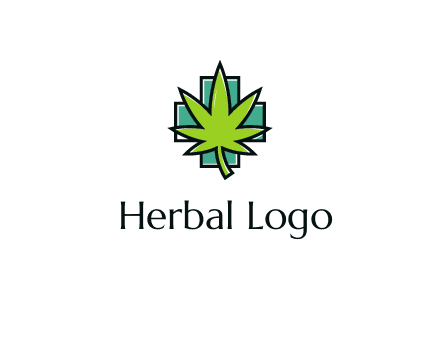 marijuana leaf over a cross o addition sign logo