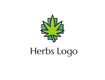 marijuana leaf over a cross o addition sign logo