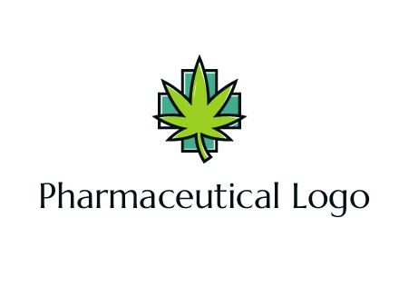 marijuana leaf over a cross o addition sign logo