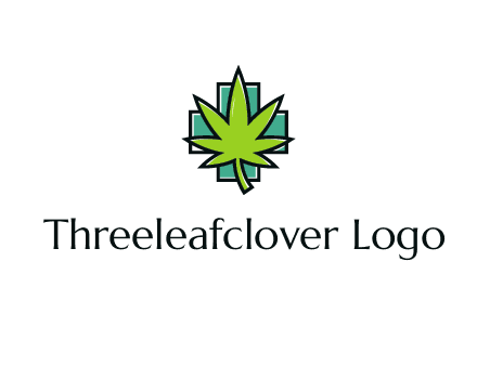 marijuana leaf over a cross o addition sign logo