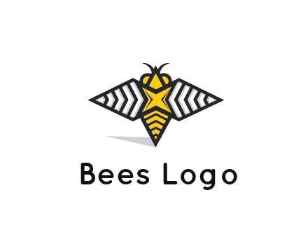 honeybee logo with a shuriken back and wings